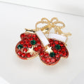 Alloy Rhinestone Christmas Glove Brooch For Suit And Coat Decoration view 2