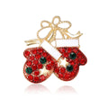 Alloy Rhinestone Christmas Glove Brooch For Suit And Coat Decoration view 5