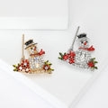 Alloy Rhinestone Broom Snowman Brooch For Suits Coats And Decoration view 1
