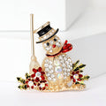 Alloy Rhinestone Broom Snowman Brooch For Suits Coats And Decoration view 2