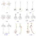 Elegant Korean White Shell Flower Pearl Alloy Long Drop Dangle Fairy Fresh Style Earrings view 3