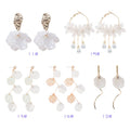 Elegant Korean White Shell Flower Pearl Alloy Long Drop Dangle Fairy Fresh Style Earrings view 4