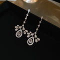 Light Luxury Zircon Teardrop Tassel Drop Earrings With Silver Needle Posts For Women view 4