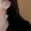 Light Luxury Zircon Teardrop Tassel Drop Earrings With Silver Needle Posts For Women view 3