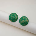 Luxury Geometric Round Enamel Dome Stud Earrings For Women With Gold Wire Texture Alloy Statement Earrings view 4