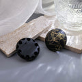 Luxury Geometric Round Enamel Dome Stud Earrings For Women With Gold Wire Texture Alloy Statement Earrings view 3