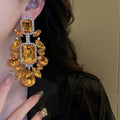 Alloy Silver Needle Rhinestone Water Drop Geometric Vintage Court Style Statement Drop Earrings view 3
