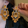 Alloy Silver Needle Rhinestone Water Drop Geometric Vintage Court Style Statement Drop Earrings view 1