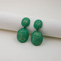 Luxury Gold Scribble Enamel Double Oval Drop Statement Alloy Beaded Edge Geometric Earrings view 4