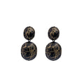 Luxury Gold Scribble Enamel Double Oval Drop Statement Alloy Beaded Edge Geometric Earrings view 5