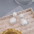 Luxury Gold Scribble Enamel Double Oval Drop Statement Alloy Beaded Edge Geometric Earrings view 2