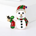 Alloy Snowman Christmas Brooch Pin With Stocking For Holiday Apparel view 1