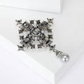 Alloy Baroque Cross Pearl Brooch Pin For Suits And Coats view 4