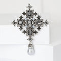Alloy Baroque Cross Pearl Brooch Pin For Suits And Coats view 2
