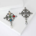 Alloy Baroque Cross Pearl Brooch Pin For Suits And Coats view 1