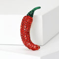 Alloy Rhinestone Red Chili Pepper Brooch For Fashion Garment Decoration view 2