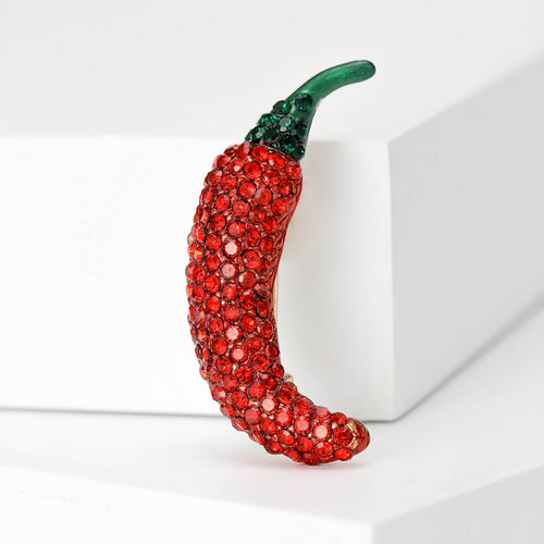 Alloy Rhinestone Red Chili Pepper Brooch For Fashion Garment Decoration
