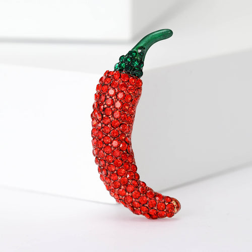 Alloy Rhinestone Red Chili Pepper Brooch For Fashion Garment Decoration