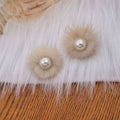 Elegant 925 Silver Needle Plush Fur Ball Faux Pearl Studs For Women Autumn Winter Fashion Earrings view 3