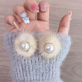 Elegant 925 Silver Needle Plush Fur Ball Faux Pearl Studs For Women Autumn Winter Fashion Earrings view 4