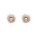 Elegant 925 Silver Needle Plush Fur Ball Faux Pearl Studs For Women Autumn Winter Fashion Earrings view 5