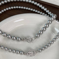 French Minimalist Faux Pearl Zircon Necklace Vintage Light Luxury Geometric Round Collarbone Jewelry view 2