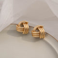 Vintage Gold Alloy Twisted Knot Hollow Cross Metal Stud Earrings For Women Elegant Statement Earrings view 4