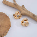 Vintage Gold Alloy Twisted Knot Hollow Cross Metal Stud Earrings For Women Elegant Statement Earrings view 1