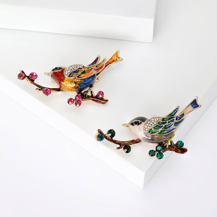 Alloy Branch Magpie Brooch Pin For Coat Suit Decoration