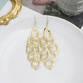 European Hollow Multi Layer Metal Disc Geometric Tassel Earrings, Frosted Butterfly Hoop Ear Jewelry view 2