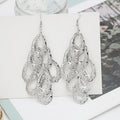 European Hollow Multi Layer Metal Disc Geometric Tassel Earrings, Frosted Butterfly Hoop Ear Jewelry view 3