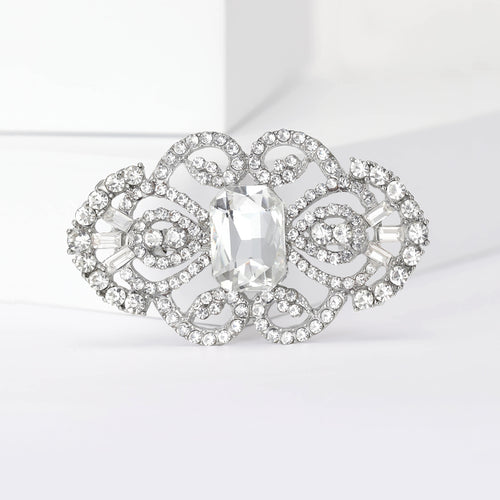 Metal Alloy Rhinestone Bridal Brooch Pin For Coats Shawls And Collars