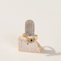 Hip Hop Rhinestone Skull Crown Enamel Butterfly Nail Ring, Niche Trendy Fingernail Cover Ring view 2