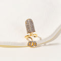 Hip Hop Rhinestone Skull Crown Enamel Butterfly Nail Ring, Niche Trendy Fingernail Cover Ring view 3