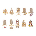 Hip Hop Rhinestone Skull Crown Enamel Butterfly Nail Ring, Niche Trendy Fingernail Cover Ring view 1