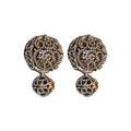 Chic French Hollow Round Metal Geometric Front Back Silver Needle Stud Earrings view 5