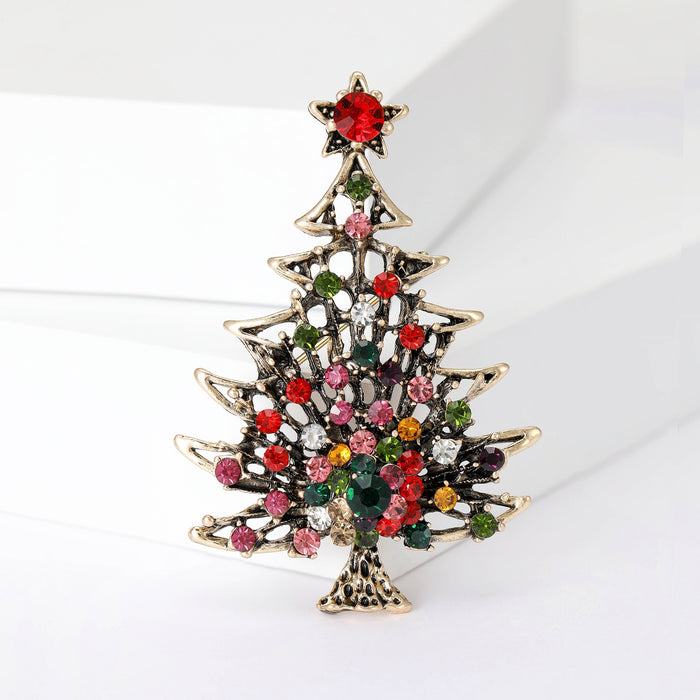 Vintage Alloy Christmas Tree Brooch Pin For Holiday Clothing