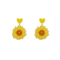 Colorful Acrylic Sunflower Daisy Heart Stud Drops For Women With 925 Silver Needle Elegant Jewelry Earrings view 5