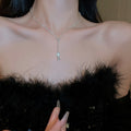 Irregular Rhinestone Tassel Pendant Copper Necklace For Women Elegant Light Luxury Dress Jewelry view 4