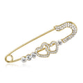 Gold Tone Silver Tone Heart Crystal Safety Pin Crystal Metal Brooch Pin view 1