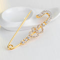 Gold Tone Silver Tone Heart Crystal Safety Pin Crystal Metal Brooch Pin view 5