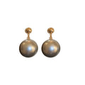 Gold Plated Copper Pearl Drop Earrings With Silver Posts, French Light Luxury Round Geometric Design view 5