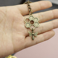 Zinc Alloy Bee Honeycomb Keychain Bag Charm Gift – Antique Copper view 3