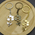 Zinc Alloy Bee Honeycomb Keychain Bag Charm Gift – Antique Copper view 4