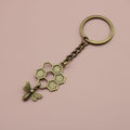 Zinc Alloy Bee Honeycomb Keychain Bag Charm Gift – Antique Copper view 6