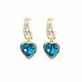 European Palace Style Klein Blue Stud Earrings Geometric Teardrop Diamond Tassel Zircon Jewelry view 5