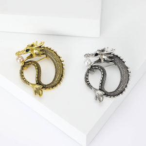Alloy Dragon Brooch Pin With Vintage Style For Men's Suit Coats