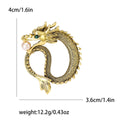 Alloy Dragon Brooch Pin With Vintage Style For Men's Suit Coats view 6
