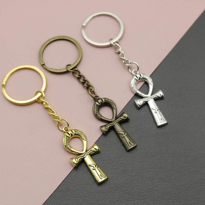 Metal Cross Pendant Keychain Religious Key Ring Gift