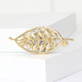 Alloy Rhinestone Leaf Brooch Pin For Simple Clothing Decoration view 3